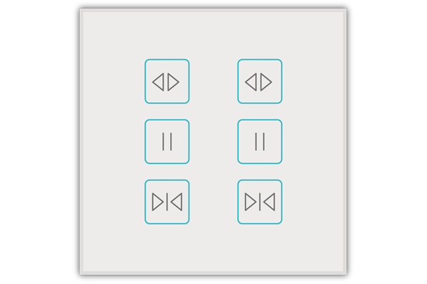VEGA 窗簾面板 6按鍵開合簾/捲簾面板是窗簾控制終端，控制兩路開合簾的開啟、閉合，兩路捲簾的上下移動。